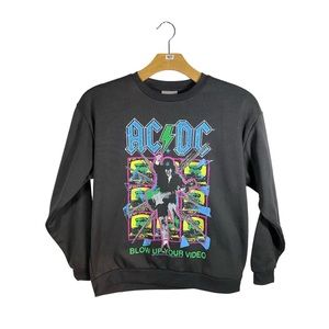 Juniors' ACDC Graphic Crewneck "Blow Up Your Video" Sweatshirt